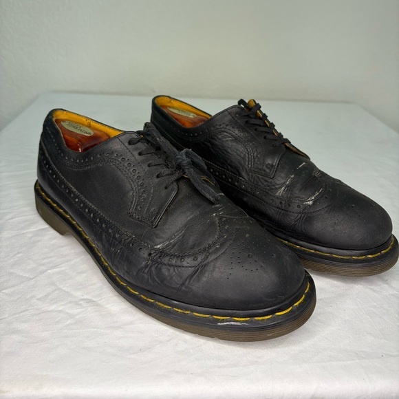 DR MARTENS Black Wingtip Oxford Brogue Vintage - Picture 1 of 7
